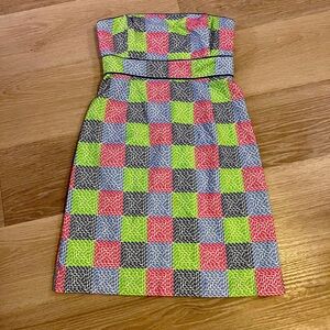 Vineyard Vines Whale Patchwork Strapless Dress Size 4